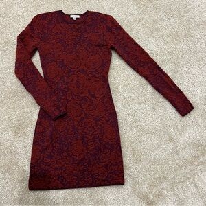 Ronny Kobo Long Sleeve Dress Women’s Size Small Maroon Red Rayon/Wool Blend ,